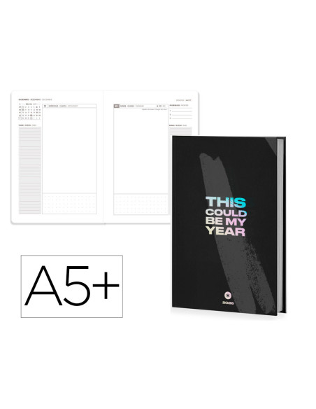 Agenda encuadernada antartik a5+ 2026 dia pagina simil piel papel 80 gr