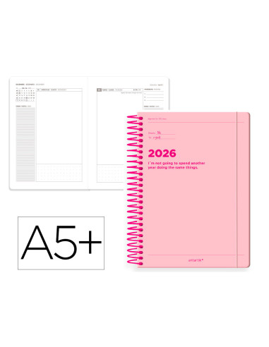 Agenda espiral antartik a5+ 2026 dia pagina diseño 4 papel 80 gr