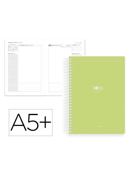 Agenda espiral antartik a5+ 2026 dia pagina basic papel 80 gr
