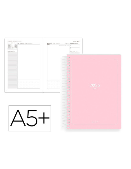 Agenda espiral antartik a5+ 2026 dia pagina basic papel 80 gr