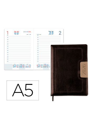 Agenda encuadernada liderpapel dorios 150x210 mm 2026 dia pagina design 1 papel 70 gr