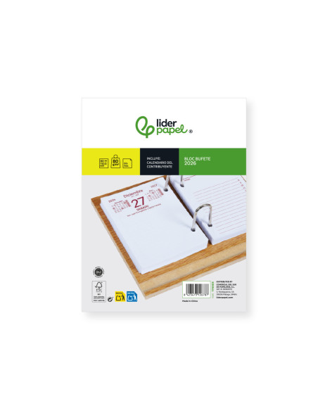 Bloc bufete liderpapel 2026 80x110 mm papel 80 gr