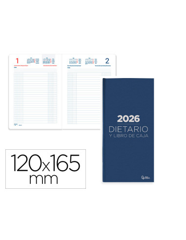Dietario liderpapel 2026 octavo 120x165 mm dia pagina color azul papel 70 gr