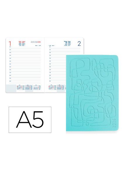 Agenda encuadernada liderpapel icaria a5 2026 dia pagina design 2 papel 70 gr