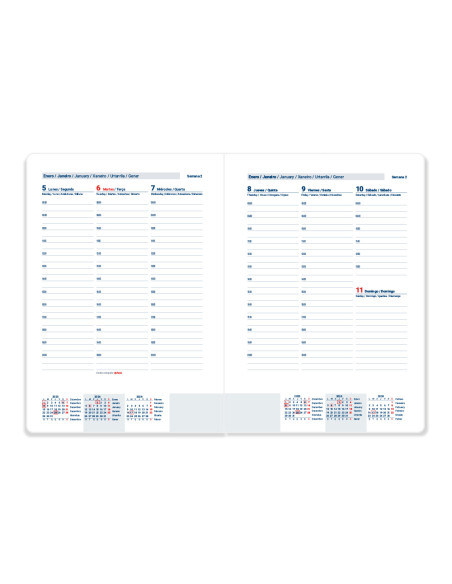 Agenda encuadernada liderpapel creta 150x210 mm 2026 semana vista azul papel 70 gr