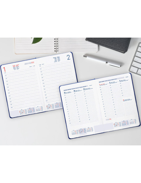 Agenda encuadernada liderpapel corfu a6 2026 dia pagina rojo papel 60 gr