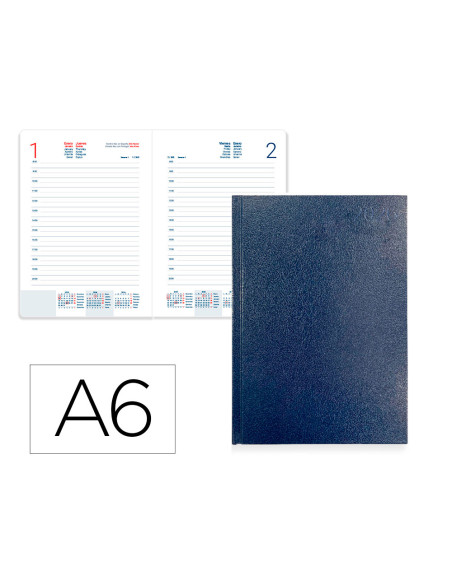 Agenda encuadernada liderpapel corfu a6 2026 dia pagina azul papel 60 gr