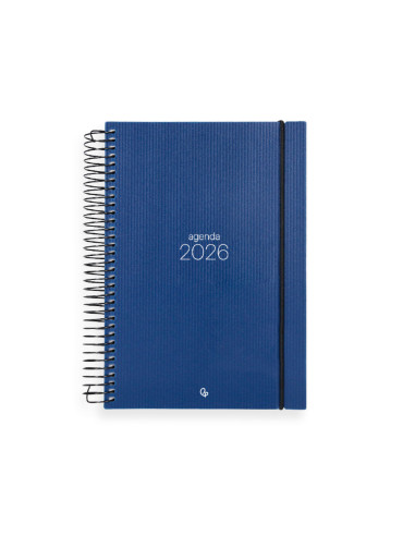 Agenda espiral liderpapel olbia a5 2026 dia pagina design 1 (azul) papel 60 gr
