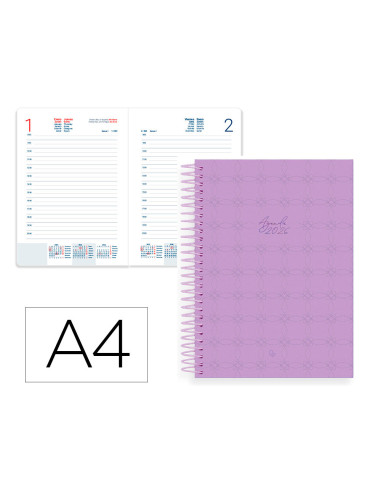 Agenda espiral liderpapel perissa a4 2026 dia pagina design 3 papel 80 gr