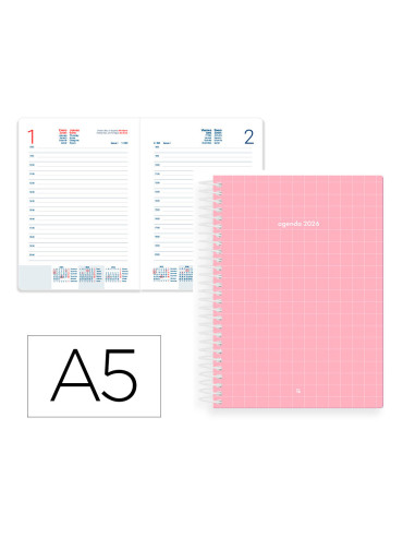 Agenda espiral liderpapel gazi a5 2026 dia pagina design 1 papel 70 gr