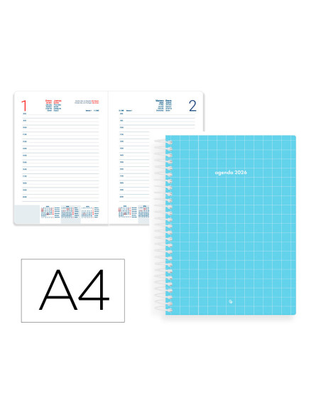 Agenda espiral liderpapel gazi a4 2026 dia pagina design 3 papel 70 gr