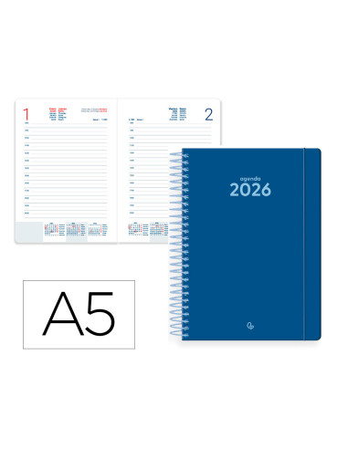 Agenda espiral liderpapel classic a5 2026 dia pagina design 4 papel 70 gr