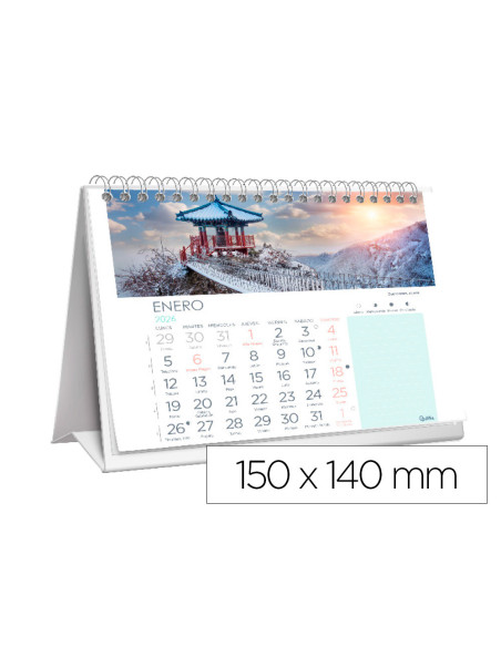 Calendario espiral triangular liderpapel imagenes ciudades 2026 14x15 cm papel 128 gr con pegatinas