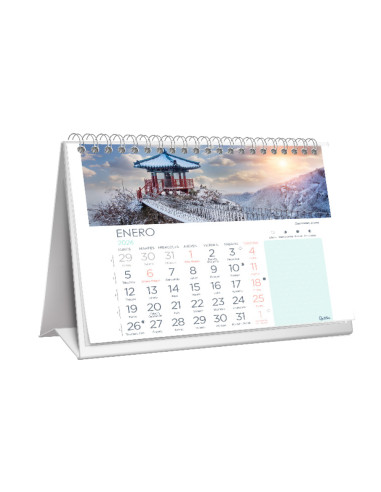Calendario espiral triangular liderpapel imagenes ciudades 2026 14x15 cm papel 128 gr con pegatinas
