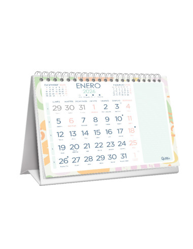 Calendario espiral triangular liderpapel de sobremesa serie joven 2026 18x14 cm papel 128 gr con pegatinas