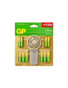 Pila gp ultra alcalina blister de 12 unidades aa + 12 unidades aaa + ventilador de mano