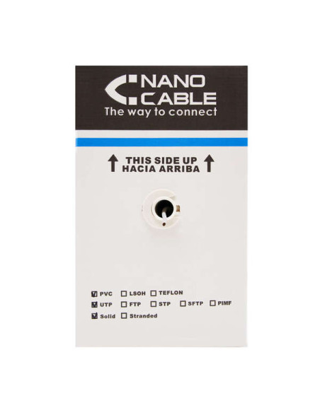 Nanocable Bobina de Cable de Red RJ45 Cat.6 UTP Rigido AWG24 - Longitud 305m - Color Gris