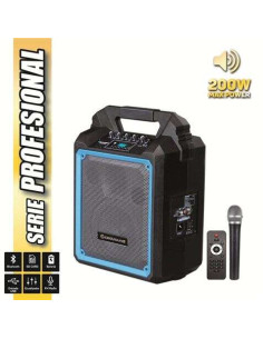 Coolsound Pro 200 Altavoz Autoamplificado Bluetooth 200W 6.5"" 60W RMS con Bateria - USB, SD, Entrada Mic. Jack 6.3mm - 1 Microf
