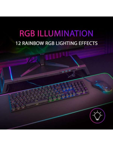 Mars Gaming Teclado Mecanico RGB MK422 - Tecnologia Antipolvo - Efectos de Iluminacion Rainbow - Teclas Ultra-resistentes - Func