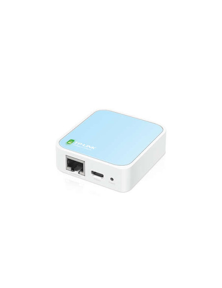 TP-Link Router inalambrico Nano N 300Mbps - 1 EP ETH - 1 EP Micro USB -Antena Interna - Color Blanco/Azul