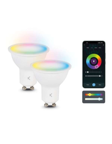 Ksix Pack de 2 Smartled Bombilla Inteligente - RGB-CCT - 5.5W - GU10