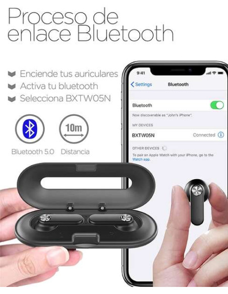 Ksix Leaf Auriculares Inalambricos con Microfono Bluetooth 5.0 - Autonomia hasta 4h - Control Tactil - Compatibles con Asistente