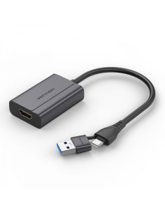 Vention Adaptador USB Tipo-C Macho a USB Macho/HDMI Hembra - Color Gris