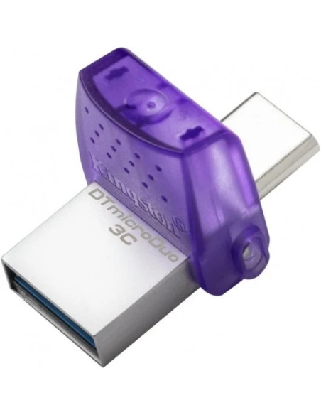Kingston DataTraveler microDuo 3C Memoria USB-A + USB-C 128GB 3.2 Gen 1 - Velocidad de Lectura 200 MB/s - Tapon Protector (Pendr