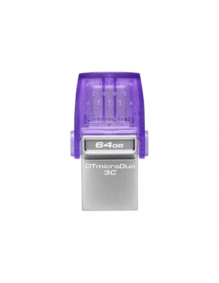 Kingston DataTraveler microDuo 3C Memoria USB-A + USB-C 128GB 3.2 Gen 1 - Velocidad de Lectura 200 MB/s - Tapon Protector (Pendr