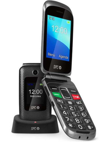 SPC Magnus Telefono Movil - Diseño de Concha - Teclas Grandes - Boton SOS - Base de Carga USB-C - Volumen de Timbre 95Db - Compa