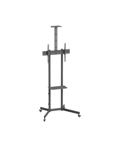 Aisens Soporte de Suelo ECO con Rueda - Bandeja para DVD y Soporte de Camara para Monitor/TV 45kg de 37-70 - Color Negro
