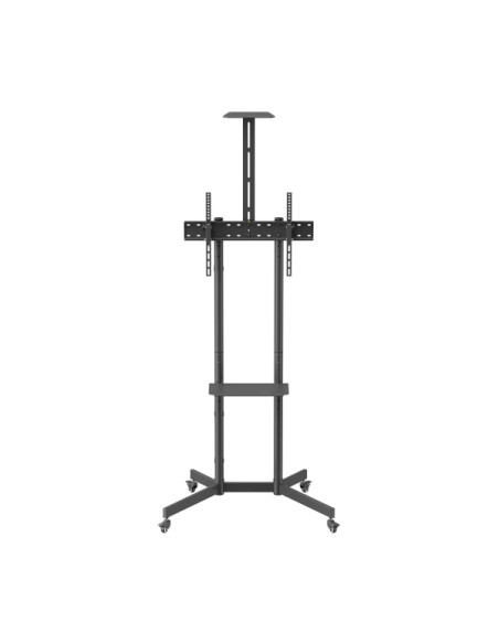 Aisens Soporte de Suelo ECO con Rueda - Bandeja para DVD y Soporte de Camara para Monitor/TV 45kg de 37-70 - Color Negro