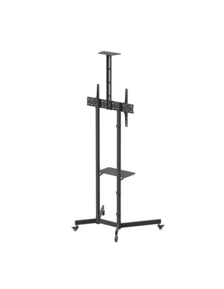 Aisens Soporte de Suelo ECO con Rueda - Bandeja para DVD y Soporte de Camara para Monitor/TV 45kg de 37-70 - Color Negro