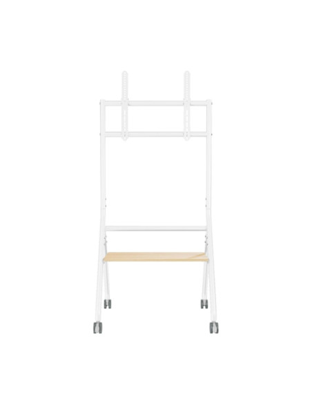 Aisens Soporte de Suelo ECO con Rueda - 1 Bandeja para Pantalla Interactiva/TV 80kg de 37-86 - Color Blanco/Madera