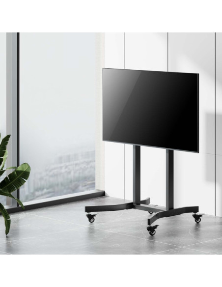 Aisens Soporte de Suelo Motorizado PRO con RuedaS para Monitor/TV 120kg de 55-100 - Color Negro