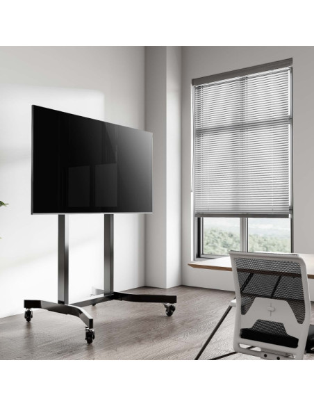 Aisens Soporte de Suelo Motorizado PRO con RuedaS para Monitor/TV 120kg de 55-100 - Color Negro