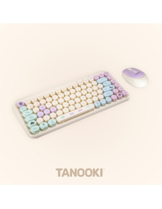 FR-TEC Tanooki Cozy Pack de Teclado Inalambrico Bluetooth y 2.4GHz + Raton Inalambrico Bluetooth y 2.4GHz 1600dpi, 3 Botones, Us 2