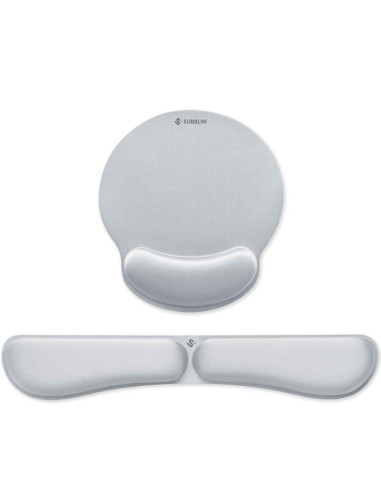 Pack de Reposamuñecas y Alfombrilla Ergonómica Subblim Ergo MemoryFlex/ Plateadas