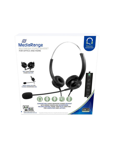 Auricular mediarange biaural diadema con microfono cable 2 mt