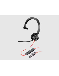 Auricular plantronics blackwire 3310 diadema cable usb-c/a monoaural con microfo no y cert. microsoft teams