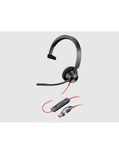 Auricular plantronics blackwire 3310 diadema cable usb-c/a monoaural con microfo no y cert. microsoft teams