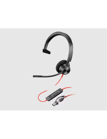 Auricular plantronics blackwire 3310 diadema cable usb-c/a monoaural con microfo no y cert. microsoft teams