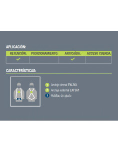 Arnes anticaidas faru dorsal y esternal basico con enganche cincha 45 mm 2
