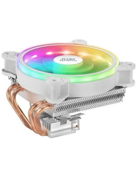 Mars Gaming Ventilador CPU 120mm con Disipador 4 Heatpipes- Iluminacion ARGB - Velocidad Max. 2200rpm - Color Blanco