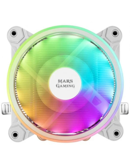Mars Gaming Ventilador CPU 120mm con Disipador 4 Heatpipes- Iluminacion ARGB - Velocidad Max. 2200rpm - Color Blanco