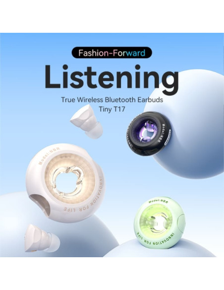 Vention Tiny T17 Auriculares Bluetooth 5.3 con Estuche de Carga - True Wireless - 6h Autonomia - LED - Color Verde
