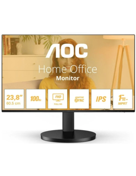 AOC Monitor 23.8" LED IPS FullHD 1080p 100Hz - Respuesta 1ms - Angulo de Vision 178  - Altavoces Incorporados - HDMI, VGA, Audi