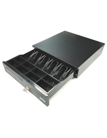 AVPos CASH-U280 Cajon Portamonedas 41cm Automatico - 5 Posiciones Billetes - 8 Posiciones Monedas - RJ11 - Color Negro