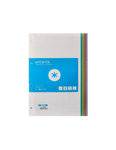 Recambio a4 antartik 80 hojas 90g/m2 cuadro 5 mm 4 taladros bandas de 5 colores pasteles 2
