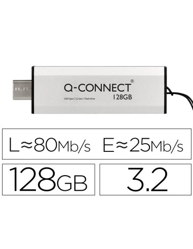 Memoria usb q-connect flash drive 128 gb 3.2 tipo c